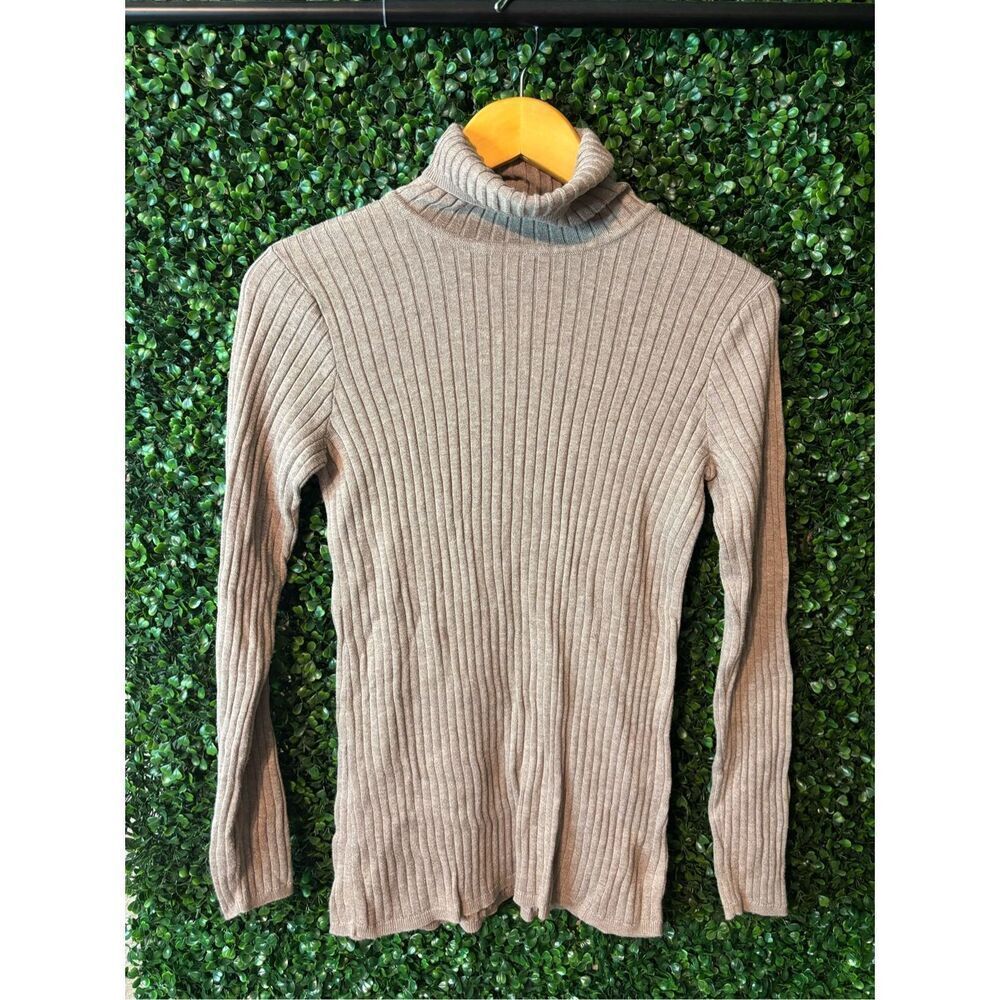 Peruvian Connection Tan Turtleneck Long Sleeve Sz Medium